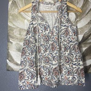 Sezane Top Size 38/10 US Floral V-neck tie front